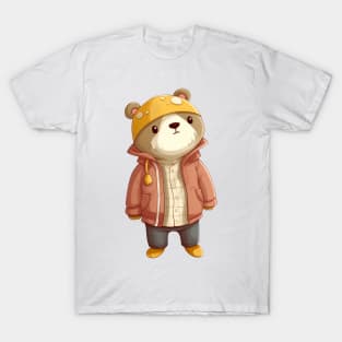 A cute teddy bear wearing street fashion T-Shirt